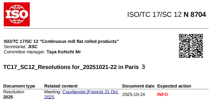 喜报！中国牵头国际标准ISO 3573正式批准立项